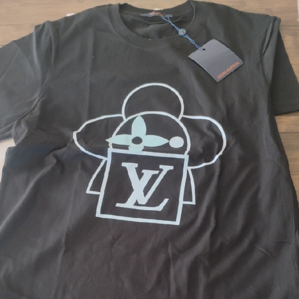 Louis Vuitton Black T-Shirt with Blue Graphic